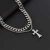 Unisex Titanium Steel Necklace With Geometric Cross Pendant Polished Stainless Steel Chain And Casual Hiphop Style