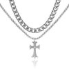 Unisex Titanium Steel Necklace With Geometric Cross Pendant Polished Stainless Steel Chain And Casual Hiphop Style