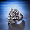 Unisex Titanium Steel Skull Ring With Geometric Design Polished Finish And Retro Statement Style