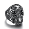 Unisex Titanium Steel Star Pattern Textured Statement Ring With Oil Finish For Men And Women
