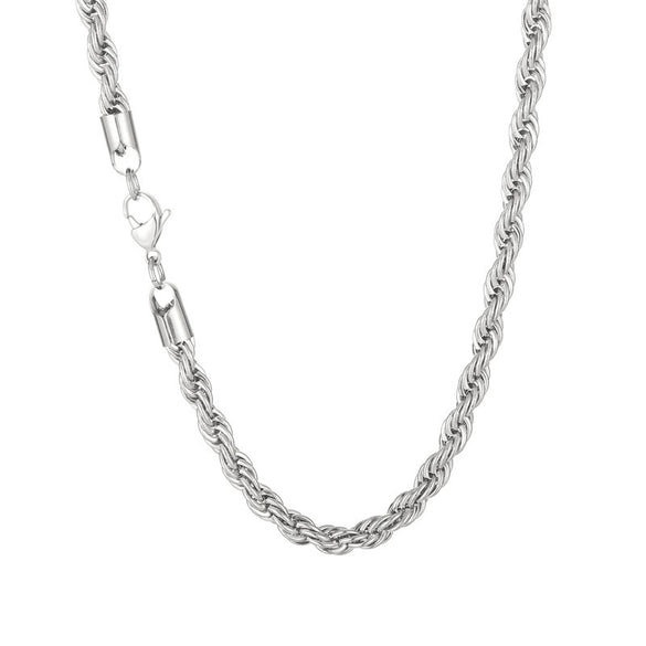 Unisex Titanium Steel Twist Chain Necklace With Geometry Pattern And Gold Inlaid Pendant
