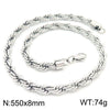 Unisex Titanium Steel Twist Chain Necklace With Geometry Pattern And Gold Inlaid Pendant