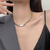 Unisex Titanium Steel Water Wave Chain Necklace With Minimalist Polished Design For Men And Women
