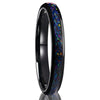 Unisex Tungsten Steel Couple Rings With Black Electroplated Finish And Blue Opal Inlay Minimalist Geometric Jewelry