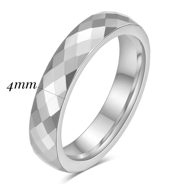 Unisex Tungsten Steel Couple Rings With Faceted Geometric Rhombus Design And Electroplated Finish Minimalist Fashion Accessories Wholesale