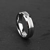 Unisex Tungsten Steel Couple Rings With Flat Chamfered Design And Sand Textured Center Real Gold Plated Geometric Wholesale Jewelry