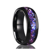 Unisex Tungsten Steel Ring With Electroplated Black Finish Purple Crystal Inlay And Geometric Minimalist Design