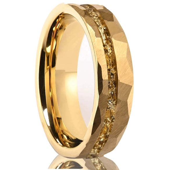 Unisex Tungsten Steel Ring With Embedded Gold Foil Geometric Simple Style And Electroplated Finish For Wholesale