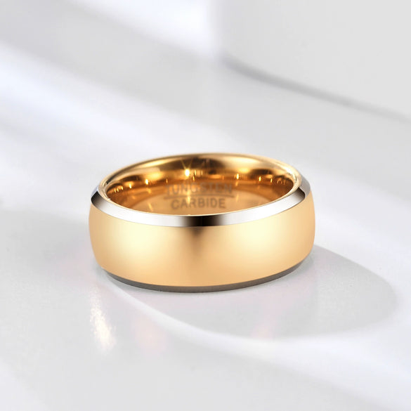 Unisex Tungsten Steel Ring With Geometric Design And Black And Gold Electroplated Finish Fashion Jewelry