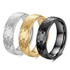 Unisex Tungsten Steel Ring With Hammered Fish Scale Geometric Pattern And Gold Silver Two Tone Electroplated Finish