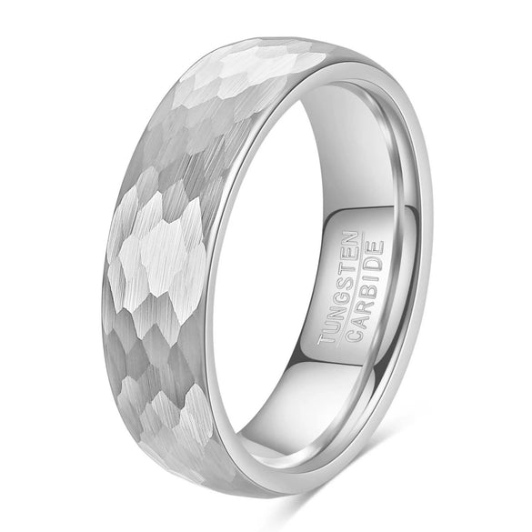 Unisex Tungsten Steel Ring With Retro Fish Scale Hammered Geometric Pattern And Electroplated Finish Wholesale