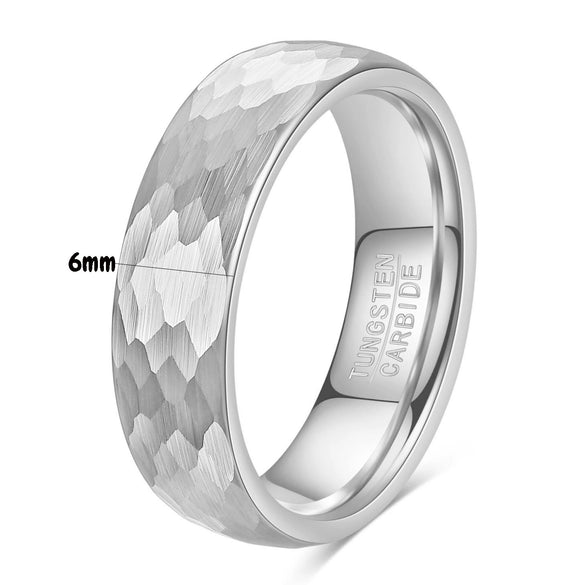 Unisex Tungsten Steel Ring With Retro Fish Scale Hammered Geometric Pattern And Electroplated Finish Wholesale