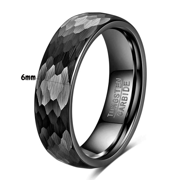 Unisex Tungsten Steel Ring With Retro Fish Scale Hammered Geometric Pattern And Electroplated Finish Wholesale