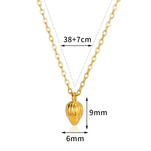 Unisex Ushaped Copper Pendant Necklace With Zircon Inlay And Goldplated Finish Regular Chain Jewelry