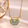Unisex Ushaped Copper Pendant Necklace With Zircon Inlay And Goldplated Finish Regular Chain Jewelry