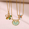 Unisex Ushaped Copper Pendant Necklace With Zircon Inlay And Goldplated Finish Regular Chain Jewelry