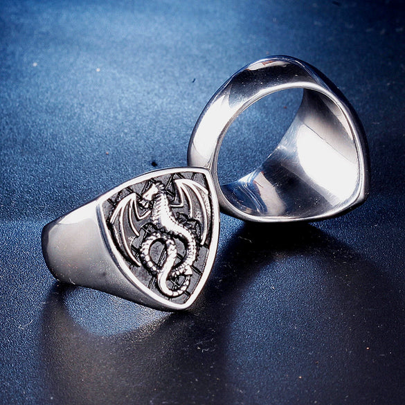 Unisex Vintage Geometric Stainless Steel Ring With Smooth Polished Finish For Men And Women