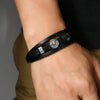 Unisex Vintage Punk Style Zinc Alloy Geometric Compass Magnetic Buckle Leather Bracelet With Electroplating
