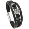 Unisex Vintage Punk Style Zinc Alloy Geometric Compass Magnetic Buckle Leather Bracelet With Electroplating