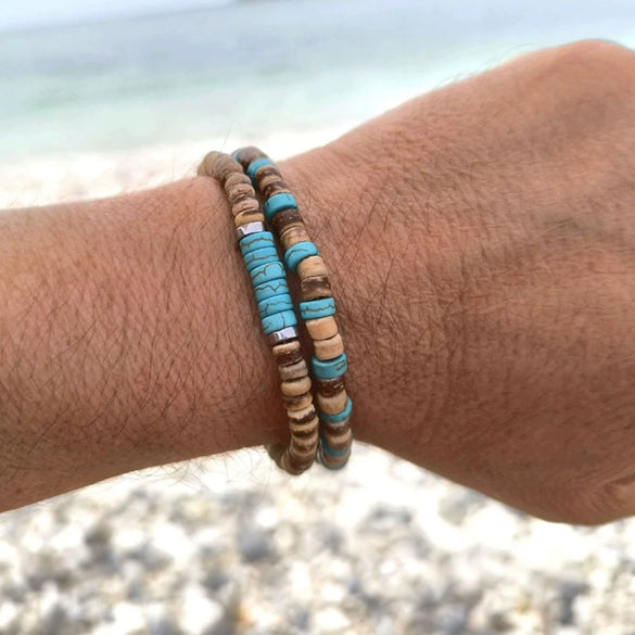 Unisex Wooden Geometric Handmade Beaded Bracelet Set