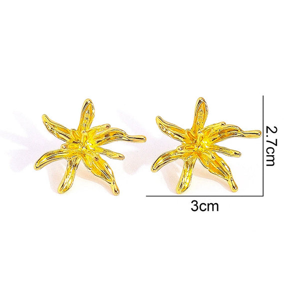 Unisex Zinc Alloy Flower Hoop Earrings With Floral Hanging Details For Versatile Fashion Jewelry