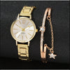 Universal Casual Alloy Case Round Dial Quartz Watch With Steel Band And Ordinary Glass Mirror
