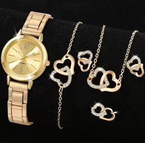 Universal Casual Alloy Case Round Dial Quartz Watch With Steel Band And Ordinary Glass Mirror