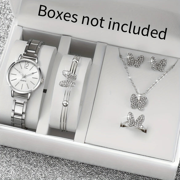 Universal Casual Alloy Case Round Dial Quartz Watch With Steel Band And Ordinary Glass Mirror
