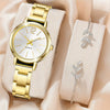 Universal Casual Alloy Case Round Dial Quartz Watch With Steel Band And Ordinary Glass Mirror