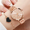 Universal Casual Alloy Case Round Dial Quartz Watch With Steel Band And Ordinary Glass Mirror