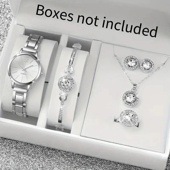 Universal Casual Alloy Case Round Dial Quartz Watch With Steel Band And Ordinary Glass Mirror