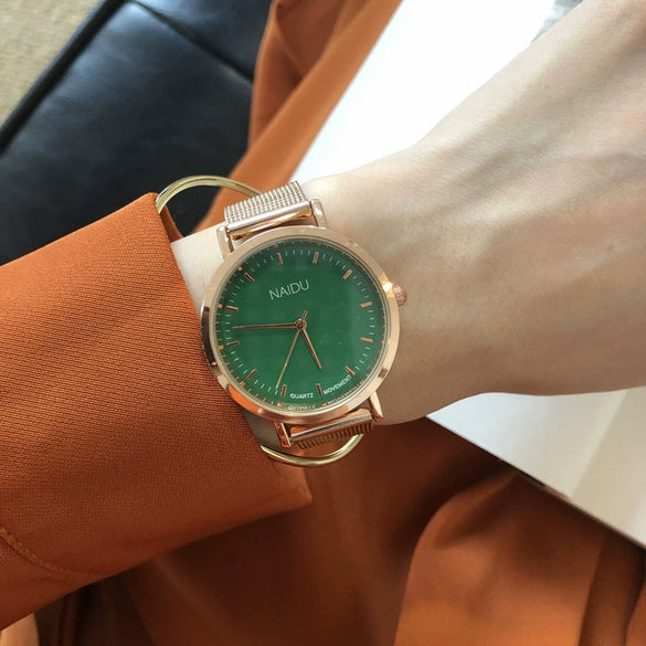 Universal Fashion Casual Simple Allmatch Plastic Case Stainless Steel Belt Round Dial Watch
