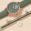 Universal Fashion Watch Set Alloy Case Canvas Strap Round Dial