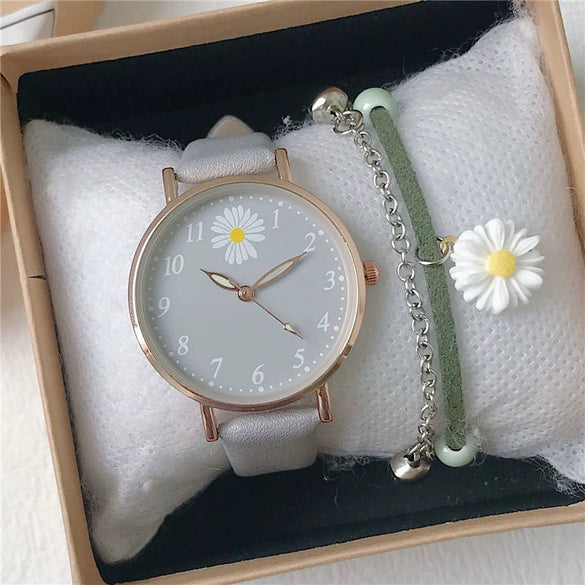 Universal Fashion Watch Set Alloy Case Canvas Strap Round Dial
