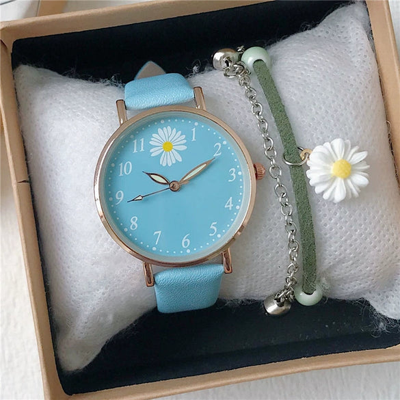 Universal Fashion Watch Set Alloy Case Canvas Strap Round Dial