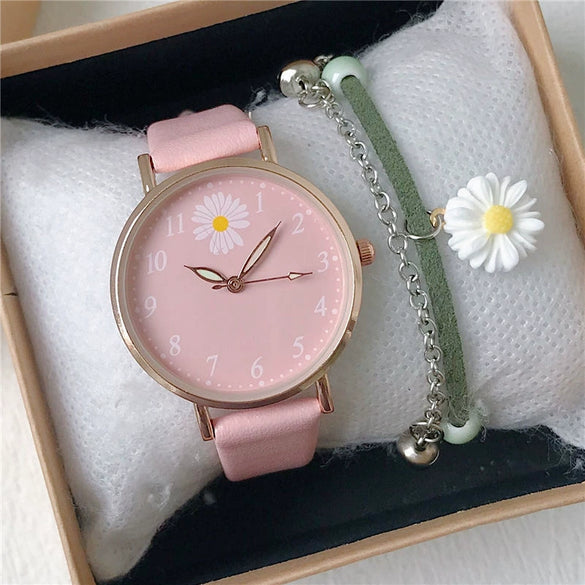 Universal Fashion Watch Set Alloy Case Canvas Strap Round Dial