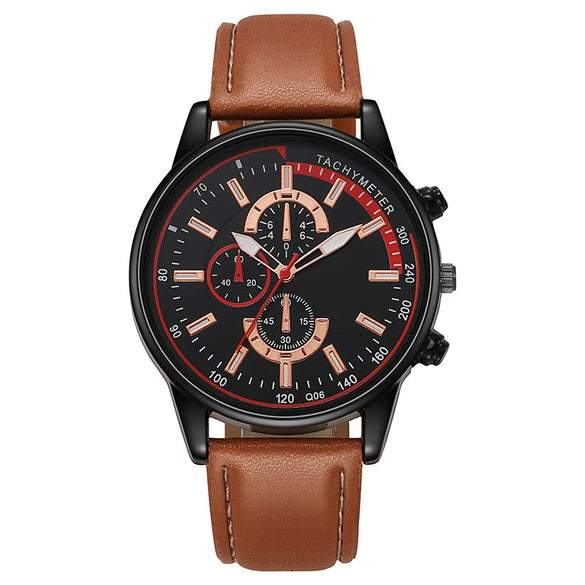 Universal Leisure Alloy Case Imitation Leather Strap Stainless Steel Buckle Round Dial Quartz Belt Watch