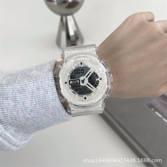 Universal Leisure Plastic And Silicone Transparent Strap Electronic Watch