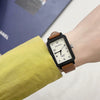 Universal Leisure Style Rectangular Quartz Watch For Junior High School Students Pu And Alloy Material