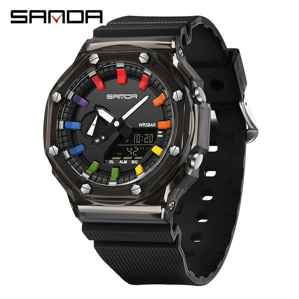 Universal Octagonal And Round Dopamine Transparent Electronic Watch Multifunctional Swimming Waterproof Watch With Abs Case Tpu Strap And Acrylic Mirror
