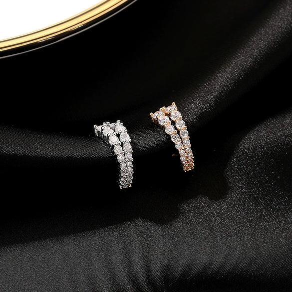 Ushaped Copper Doublelayer Inlaid Zircon Ear Clips For Women Without Pierced Ears Geometric Electroplated