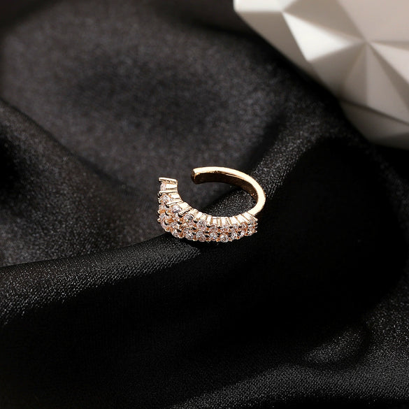 Ushaped Copper Doublelayer Inlaid Zircon Ear Clips For Women Without Pierced Ears Geometric Electroplated