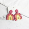 Ushaped Rainbow Soft Pottery Stud Earrings For Women Handmade Macaron Color Contrast Sweet Jewelry