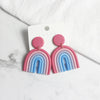 Ushaped Rainbow Soft Pottery Stud Earrings For Women Handmade Macaron Color Contrast Sweet Jewelry
