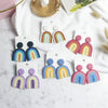Ushaped Rainbow Soft Pottery Stud Earrings For Women Handmade Macaron Color Contrast Sweet Jewelry