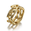 Ushaped Stainless Steel Tree Of Life Ring With Polished Gold Finish Vintage Botanical Jewelry For Unisex Wear