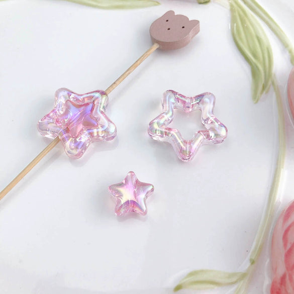 Uvplated Acrylic Photo Frame Love Stars Diy Handmade String Beads Mobile Phone Chain Pendant Jewelry Clothing Accessories