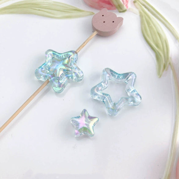 Uvplated Acrylic Photo Frame Love Stars Diy Handmade String Beads Mobile Phone Chain Pendant Jewelry Clothing Accessories