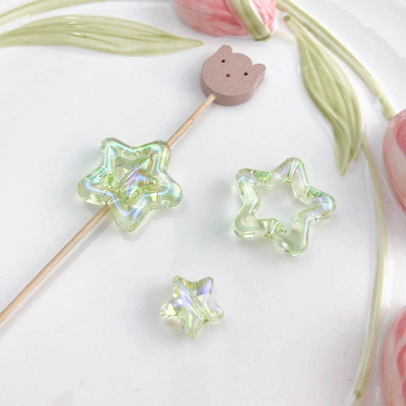 Uvplated Acrylic Photo Frame Love Stars Diy Handmade String Beads Mobile Phone Chain Pendant Jewelry Clothing Accessories