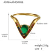 V Shaped Diamond 5A Zircon Adjustable Titanium Steel Ring With Electroplating Light Luxury And Geometric Style